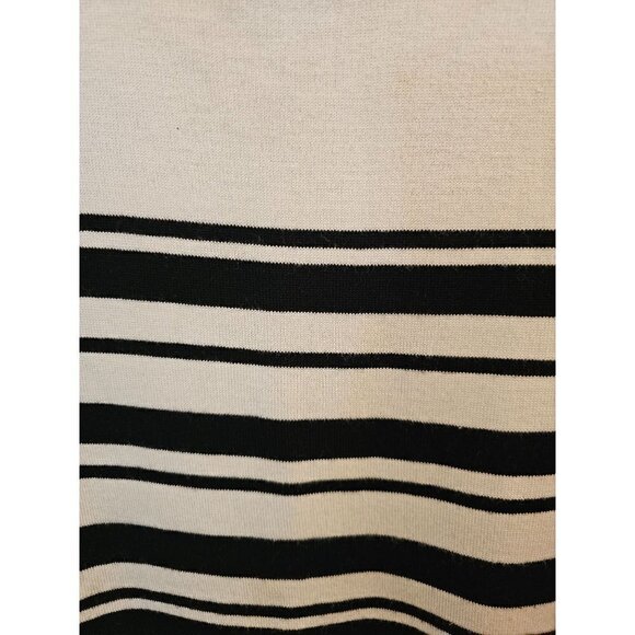 Chico's white w/ black strips size L Long sleeve work knit blouse Top scoop neck - Picture 4 of 6